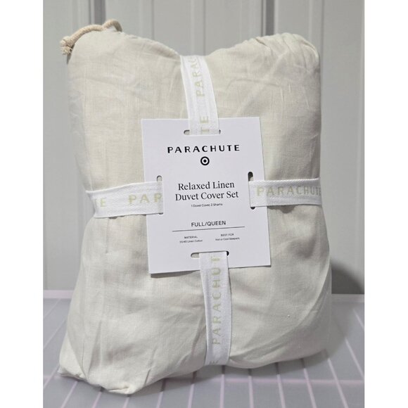 Parachute for Target Parchment Beige Queen Size Relaxed Linen 3 Piece Duvet Set - Picture 2 of 6